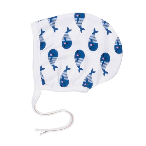 Bonnet pour bébé en coton biologique – Baleine bleue