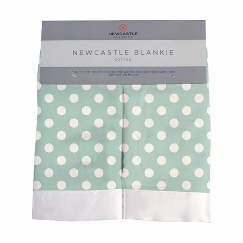 Doudou couverture en mousseline de coton à pois jade pour bébé