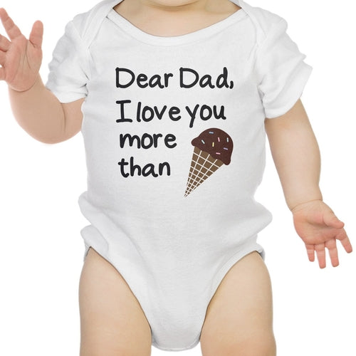 Cache-couche blanc « Dear Dad » crème glacée pour bébé – Motif rigolo