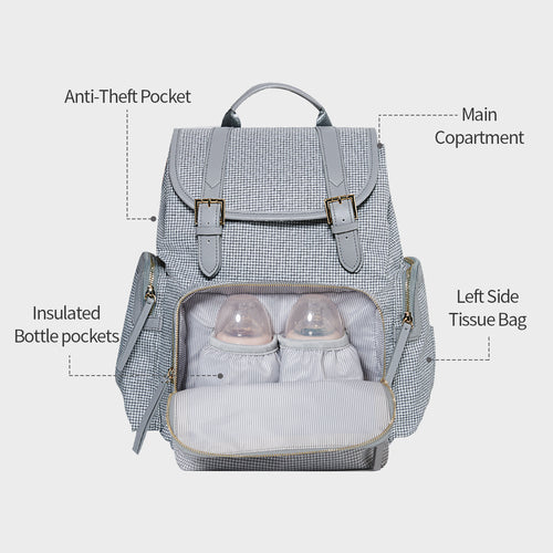 Sac à couches à dos en tweed Sunveno