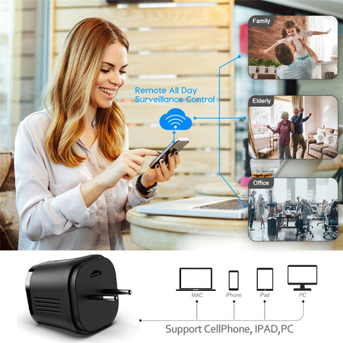 Mini caméra Wi-Fi intégrée à un chargeur USB – Vision nocturne