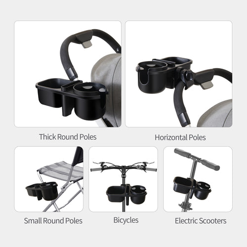 Porte-gobelet 3-en-1 pour poussette avec support pour téléphone et collations