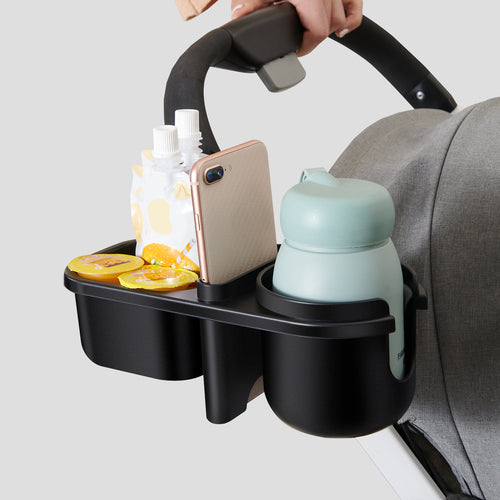 Porte-gobelet 3-en-1 pour poussette avec support pour téléphone et collations